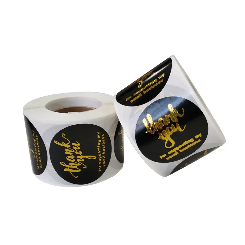 custom logo waterproof thank you sticker roll packaging label