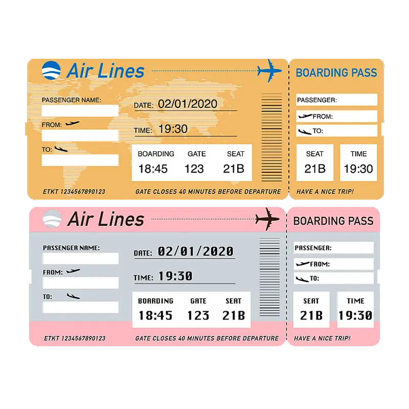 Custom Printing Thermal Paper Full Color Boarding Pass Ticket
