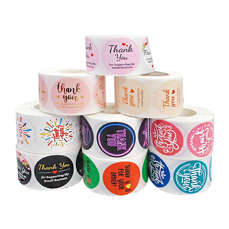 self adhesive sticker thank you packaging label sticker