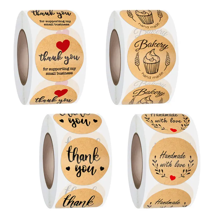 custom logo waterproof thank you sticker roll packaging label