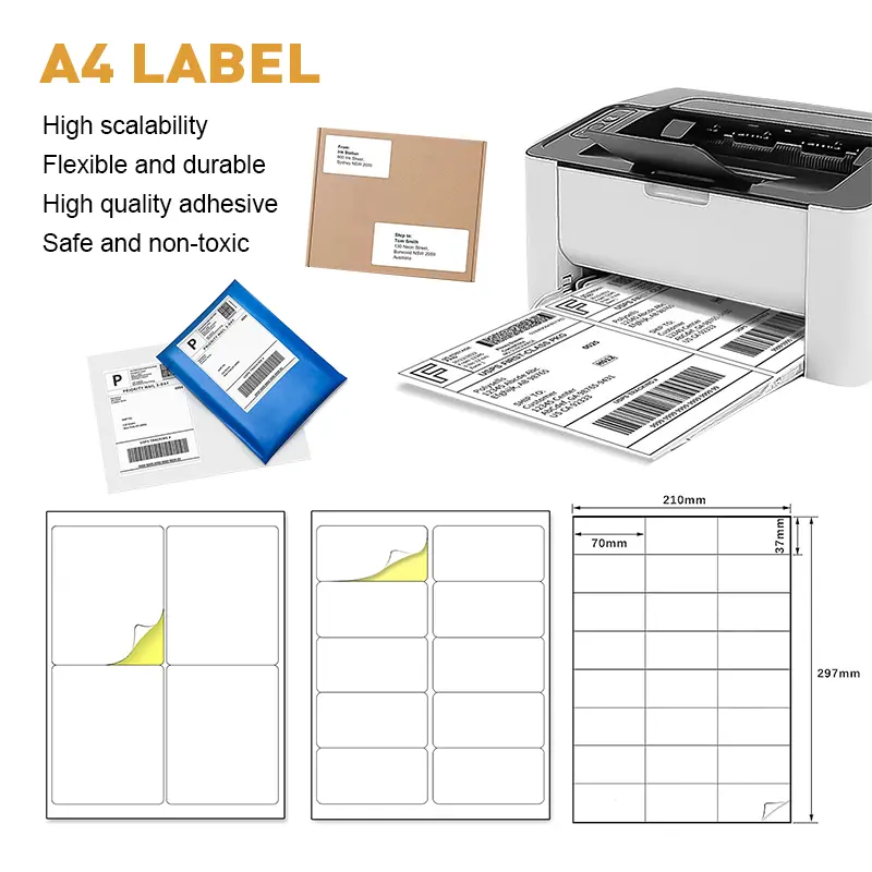 Custom A4 Labels Adhesive Sticker Blank Sheets For Printer Featured Image