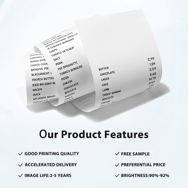 Low MOQ for Thermal Printer Label Paper -
 2 1/4 x 50mm 2/1 thermal paper cash register roll – Sailing