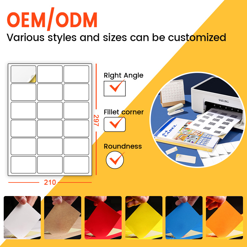 Custom A4 Labels Adhesive Sticker Blank Sheets For Printer