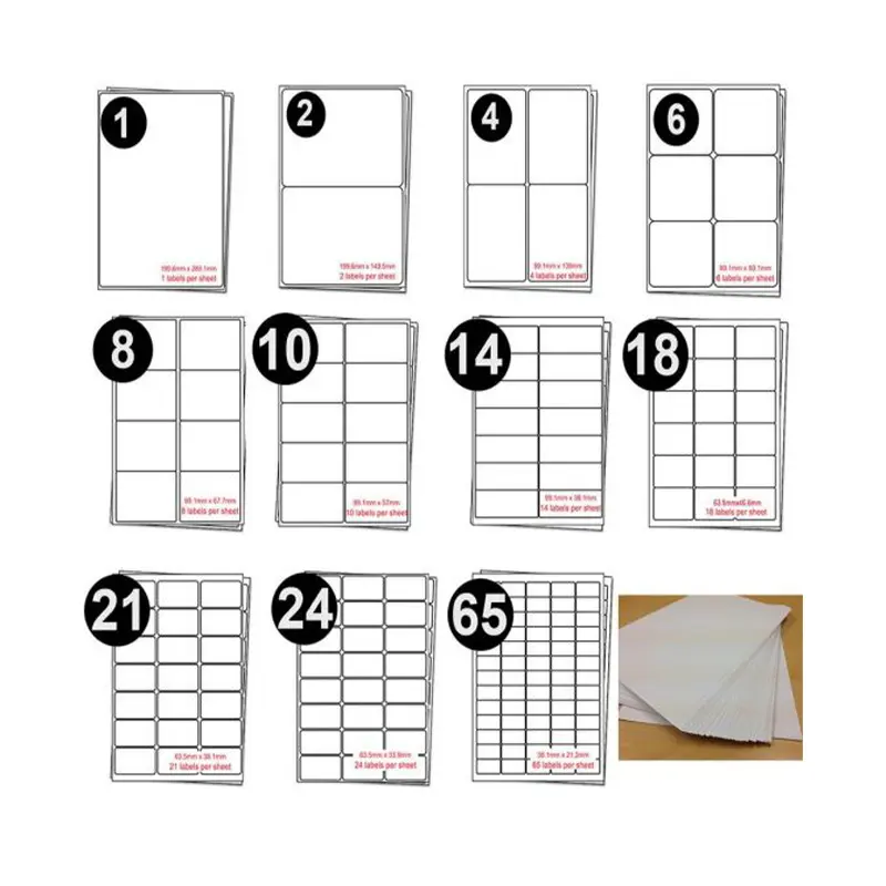 Custom A4 Labels Adhesive Sticker Blank Sheets For Printer