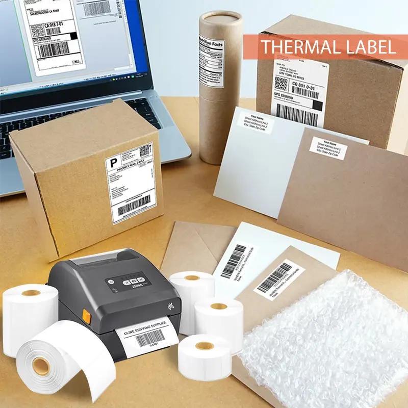 Custom 100mmx150mm 4×6 Shipping Barcode Thermal Labels Roll