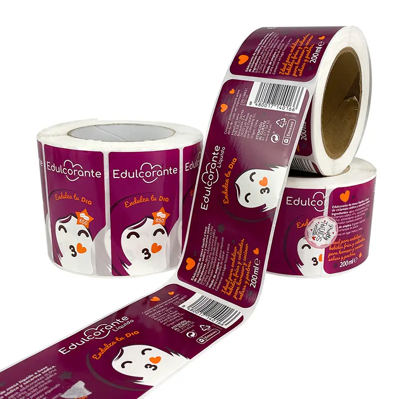 Custom adhesive waterproof sticker roll printing bottle label