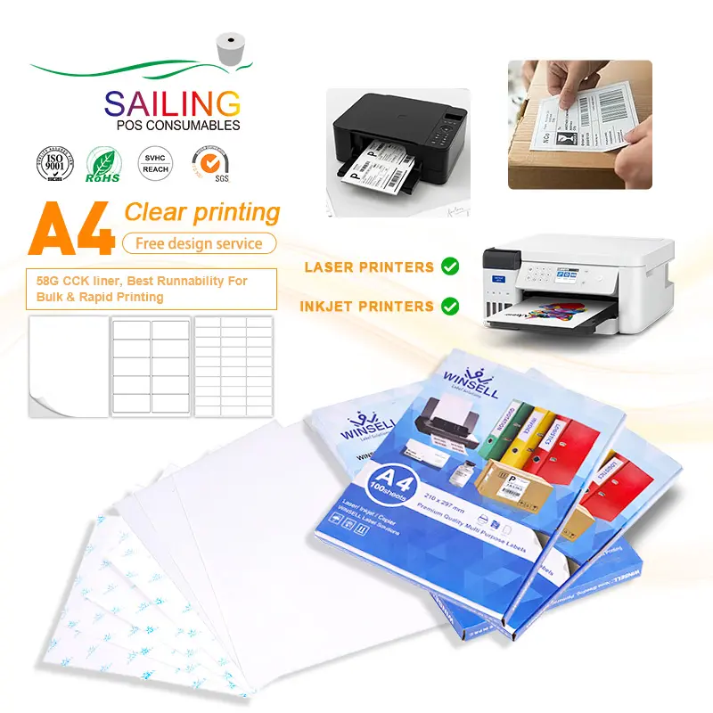 A4 Self Adhesive Paper Label Coloured Printable Sticker