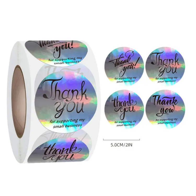 custom logo waterproof thank you sticker roll packaging label