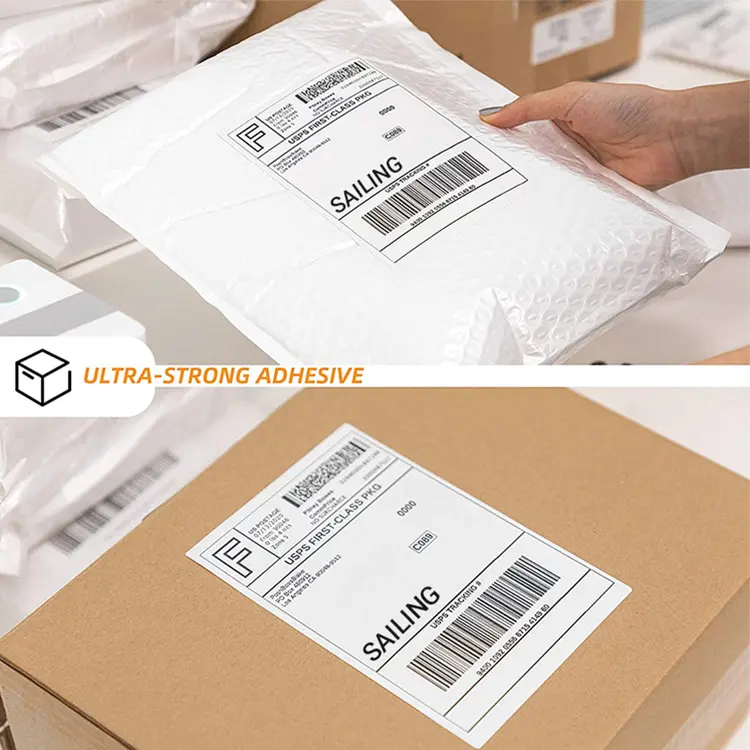 Best 4″x6″ waterproof barcode adhesive sticker direct thermal labels fanfold shipping label rolls near me
