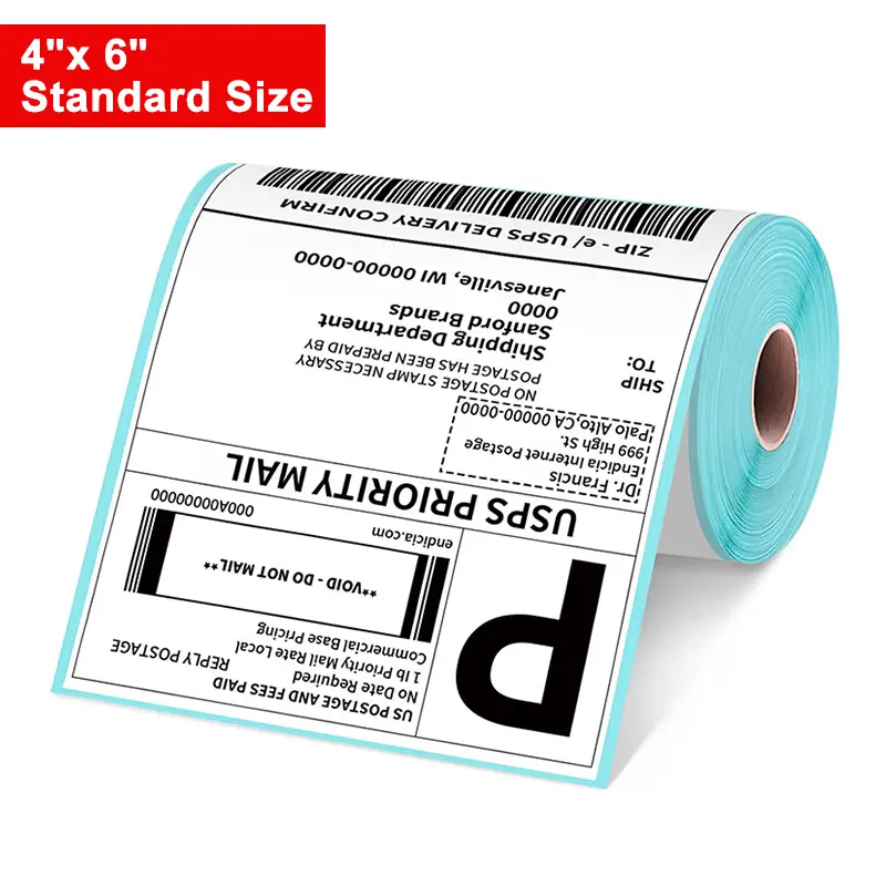 High quality a6 4"x6" white blank thermal shipping labels